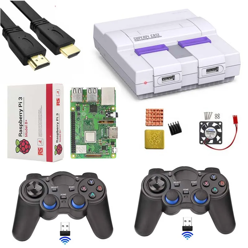 Чехол Retroflag SUPERPi-U NESPi чехол+ Raspberry Pi 3 Model B/B++ HDMI+ 3A power+ теплоотвод+ вентилятор+ HDMI+ 2,4 GHz беспроводной геймпад