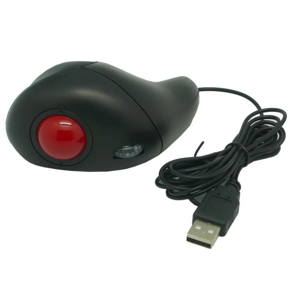 Продвинутая проводная мышь 1600DPI черная оптическая ручная USB трекбол игровая