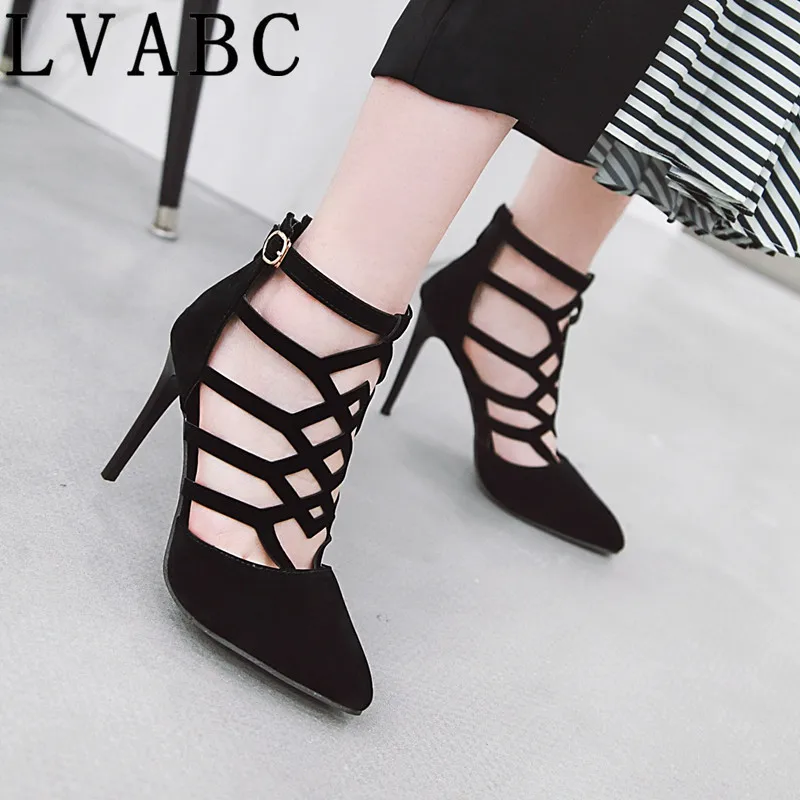 Lvabcженские летние сандалии; Туфли-гладиаторы; женская обувь; zapatos mujer; обувь на высоком тонком каблуке с перекрестной шнуровкой и молнией; обувь с оборками
