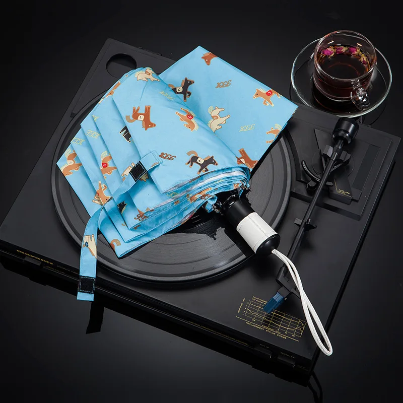 Three Folding automatic Umbrellas For Ladies Parasol Wind Resistant Heart Automatic Umbrella Rain Women Print Anti UV | Дом и сад