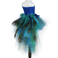 elegant long tail peacock tutu dress for kids girl clothes children wedding party celebrity carnival peacock dresses ball gown