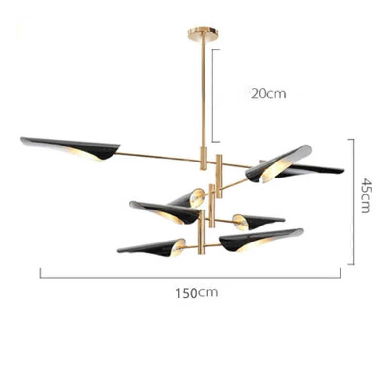 8 Lights Black shade Скандинавские люстры для ресторана, гостиной, постмодерн, индивидуальная металлическая подвесная люстра, креативный дизайн - Цвет абажура: 8 Lights Black shade