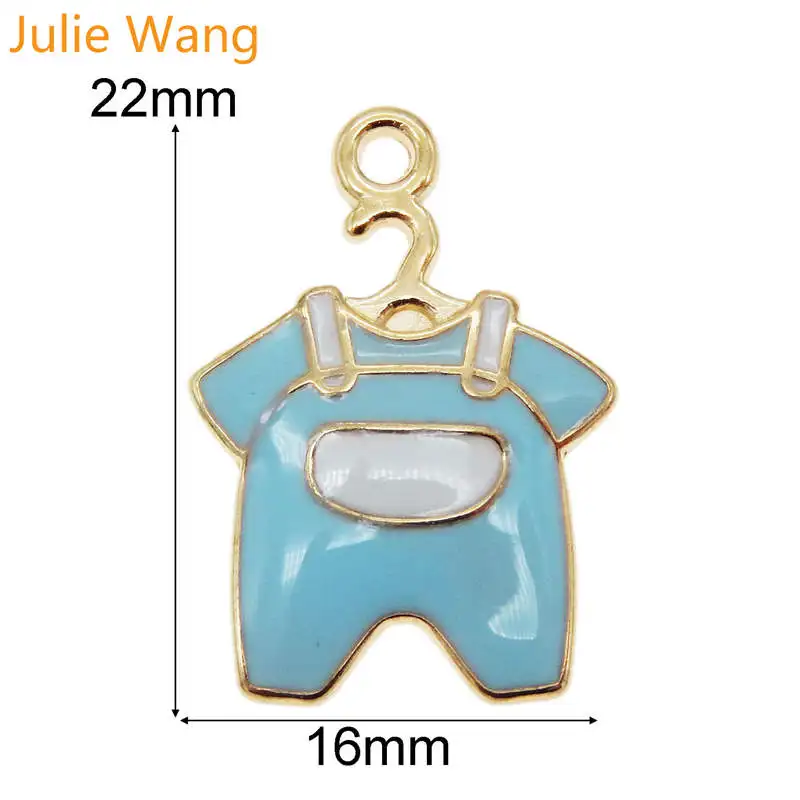 Julie Wang 10 шт. украшения Мини Сплав Золотая эмаль розовый/синий ремешок форма платья Подвеска для ювелирных изделий Шарм аксессуары