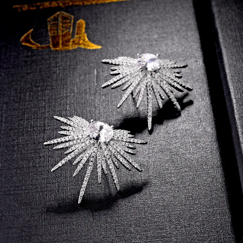 Серьги 925S с солнечным цветком и звездой женские модные ювелирные аксессуары