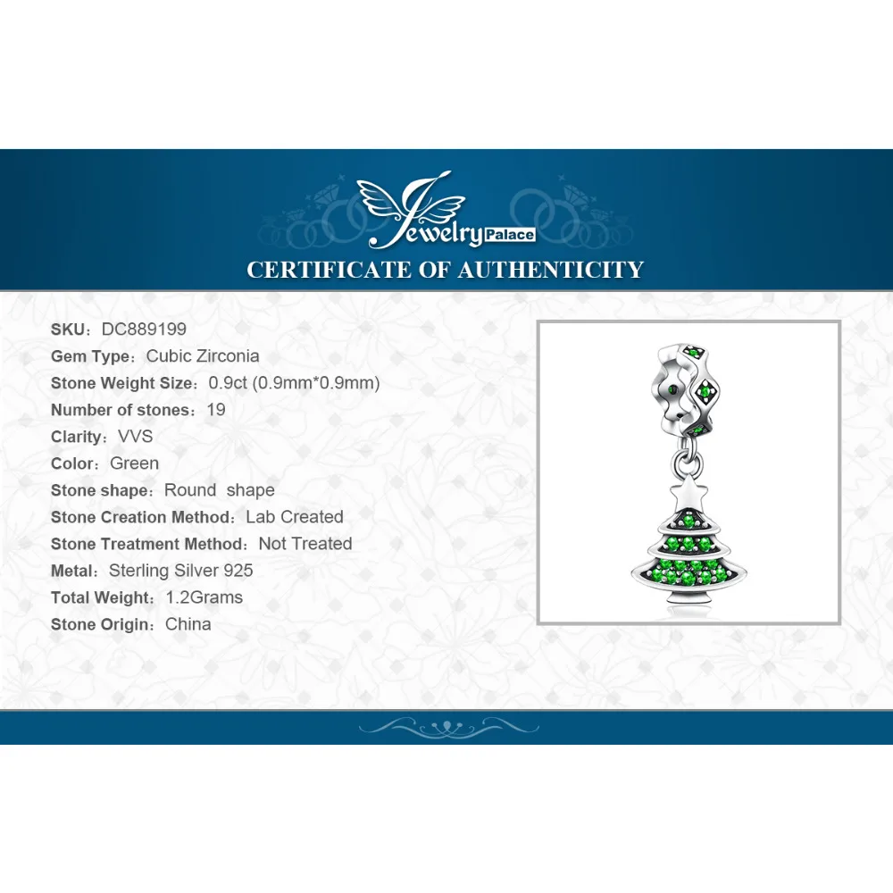 JewelryPalace время праздника Рождественская Елка зеленая 0.9ct кубического циркония 925