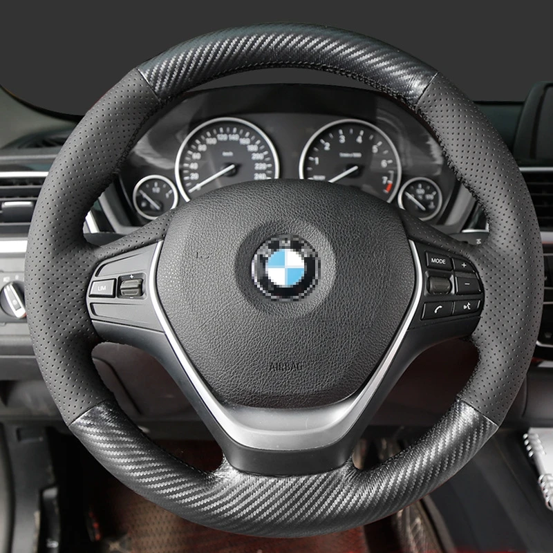 GNUPME искусственной кожи рука сшитый черный чехол рулевого колеса автомобиля для