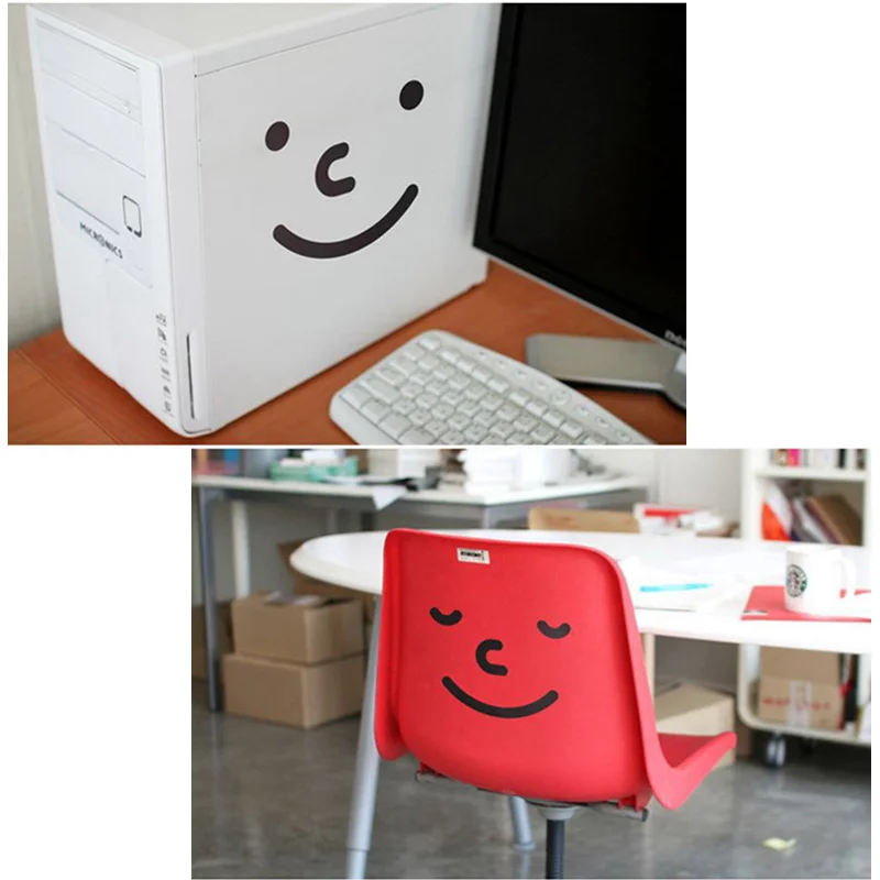 Набор из двух больших виниловых украшений со смайликами настенные наклейки для