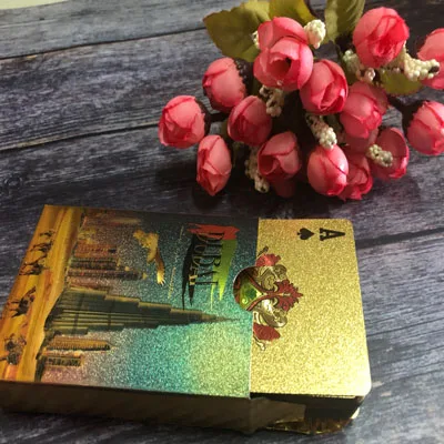 Gold Playing Cards 24k ПВХ золотые игральные карты Poker Jouer Aux Cartes Дубай игральные карты Золотые пластиковые водонепроницаемые пластиковые игральные карты клуб - Цвет: Gold Playing Cards