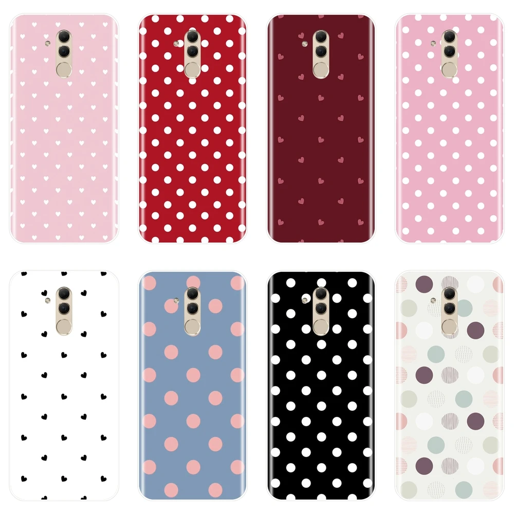 Задняя крышка для Huawei Mate 20 10 9 Lite в горошек сердце любовь розовый красный