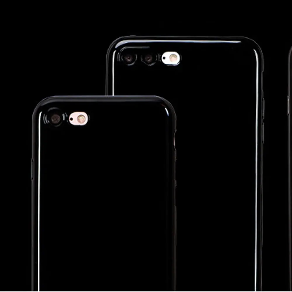 Черный чехол для iPhone 7 мягкий глянцевый силиконовый 6S Plus 5S SE защитный телефона