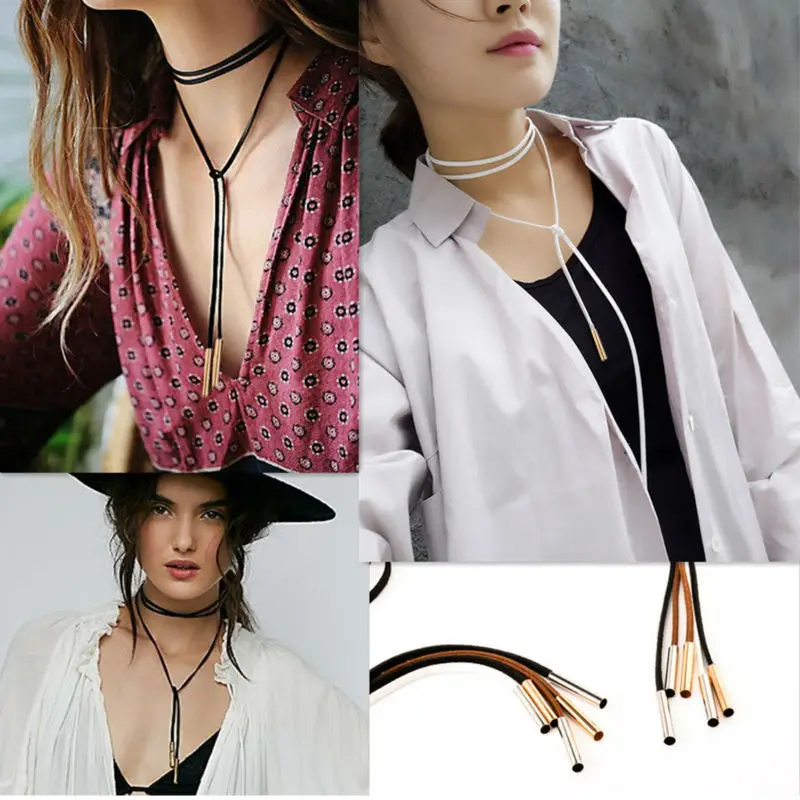 Женское Ожерелье-чокер ожерелье-ошейник с кожаной веревкой и подвеской |