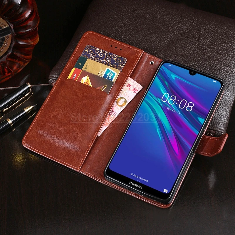 Чехол Кошелек для Huawei Y6 2018 2019 винтажный книжка из искусственной кожи чехол