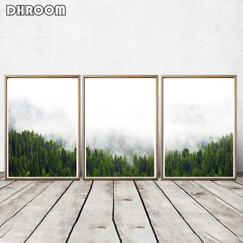 Настенные плакаты DHROOM в скандинавском стиле с изображением лесного пейзажа
