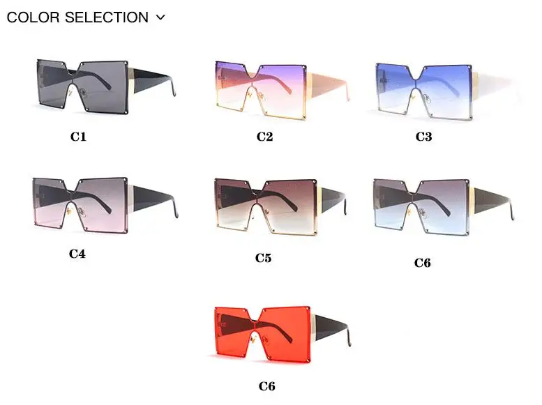 

2019 Fashion Ladies Square Sunglasses Women Oversized Shades Vintage Brand Designer Silver Mirror Sun Glasses For Female D325