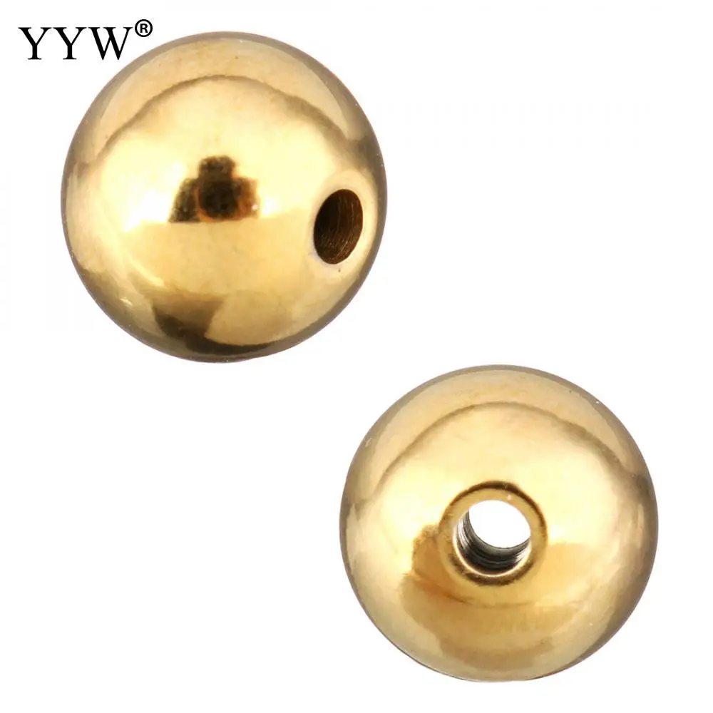 

YYW 2/3/4/5/6/8/10mm 100PCs Gold Color Drum Bead Stainless Steel Beads For Fashion Jewelry Making DIY Bracelet Necklace Findings