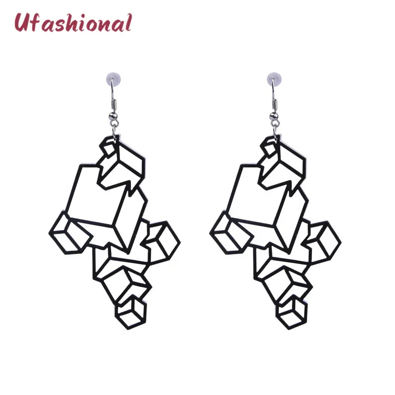 Ufashional aretes de mujer geometric square Acrylic punk long Drop Dangle Earrings For Women earing Statement Pendientes jewelry | Украшения