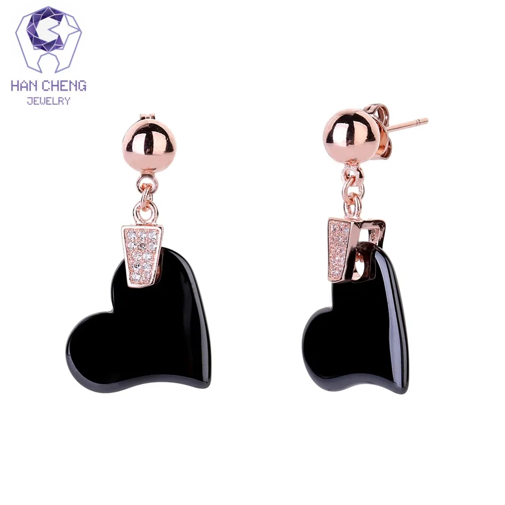 HanCheng новые модные роскошные висячие серьги с керамическим сердцем золотые