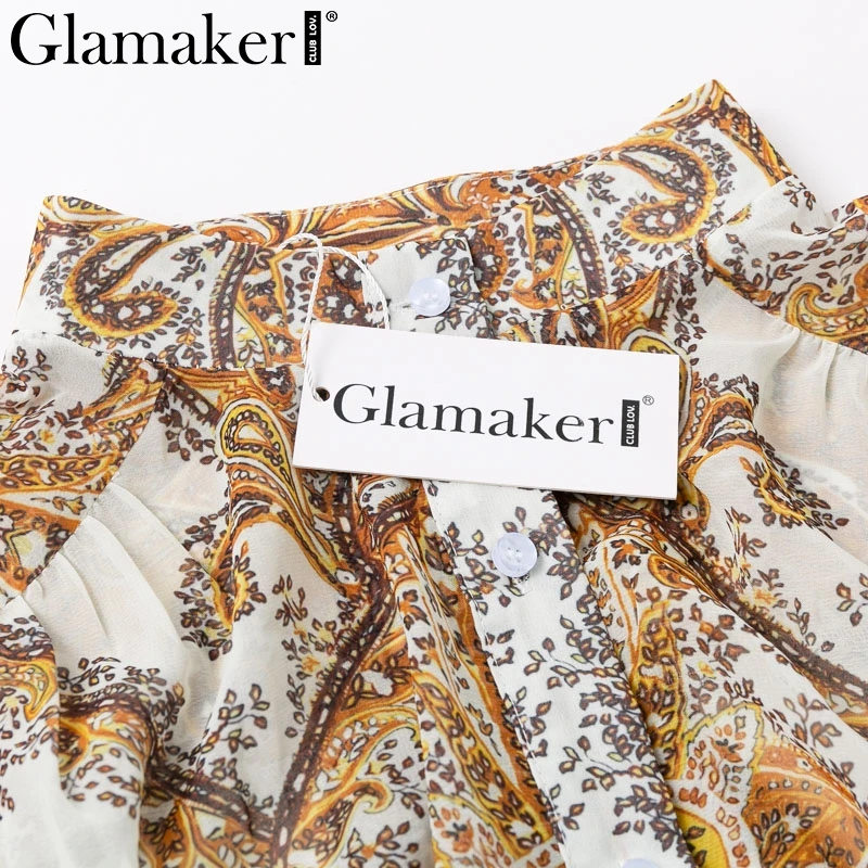 Glamaker, с принтом пейсли, сексуальная Элегантная блузка Футболка, женская белая летняя рубашка с длинным рукавом, блузка, Женская мода, Осенние Топы