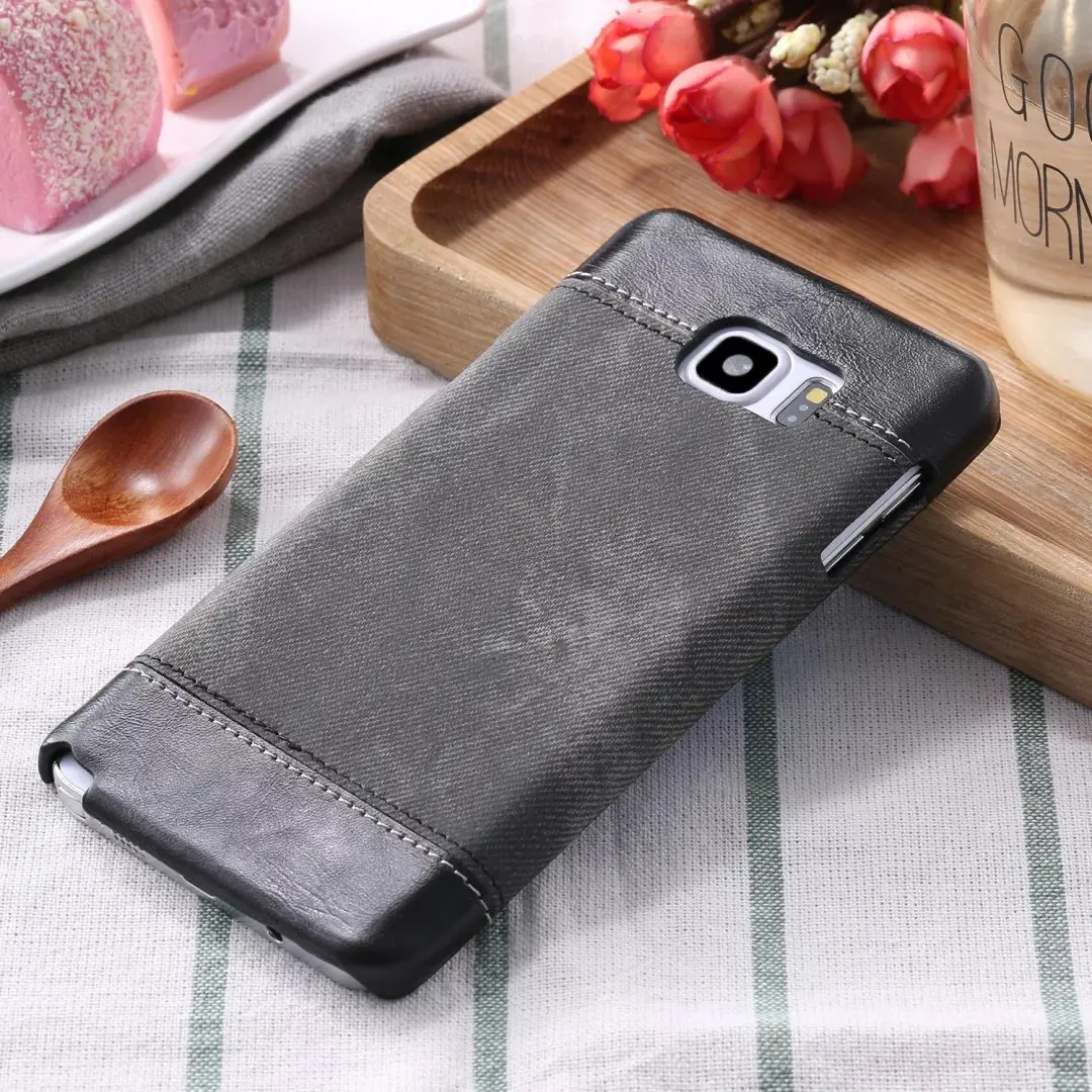 Жесткий чехол, кожаный ковбойский джинсовый стиль для Iphone 5, 5S, se, 6, 6 S, samsung Galaxy S6, S7 Edge, S8 Plus, Note 3, 4, A3, A5, A7, Ретро стиль, новинка - Цвет: grey