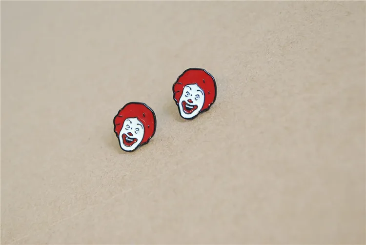 Корейские летние цветные капающие масляные серии McDonalds персональные модные серьги-гвоздики из сплава