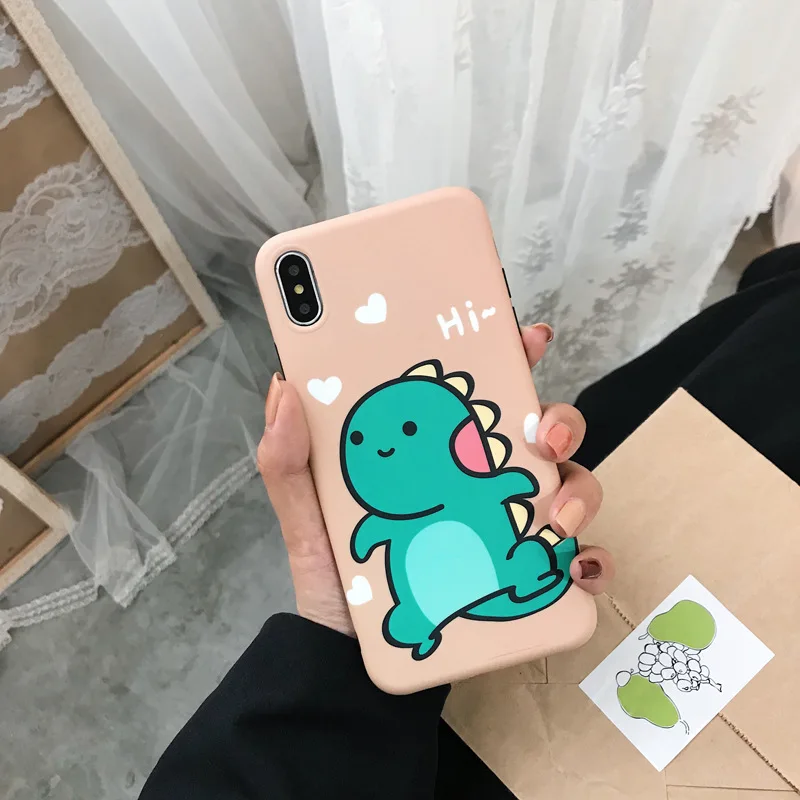 Корейский мультфильм милый динозавр детский чехол для телефона iPhone XR X XS MAX