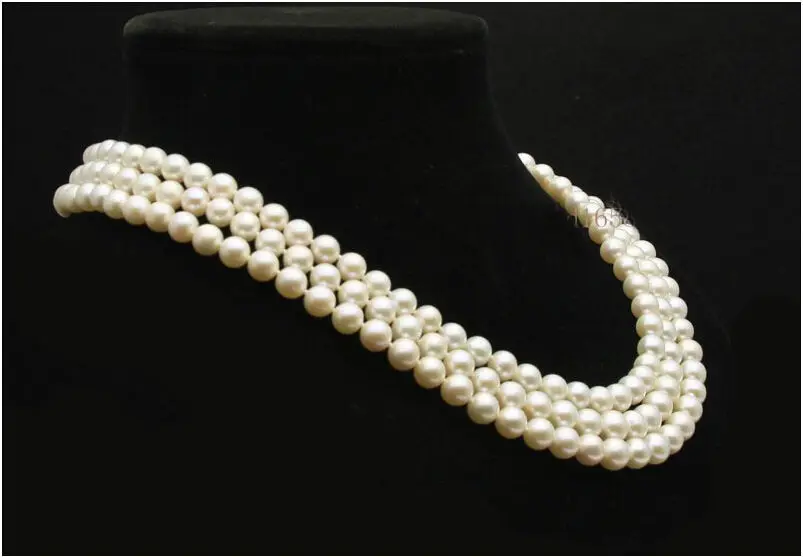Красивое 14 k/20 Y.G 3 ряда 8-9 мм Натуральное белое Жемчужное Ожерелье Akoya 17 &quot18&quot |