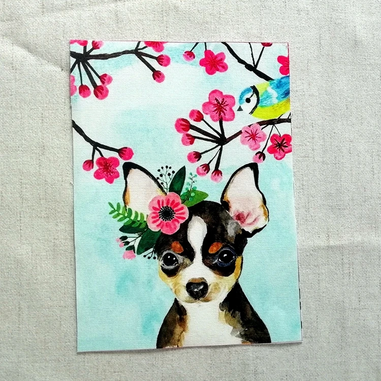 Handmade cloth DIY cotton fabric / positioning hand dyed patchwork digital printing Cute dog decorative canvas | Дом и сад