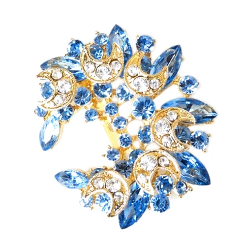 Элегантные женские броши с кристаллами в форме цветка Луны хиджаба шарфа корсажа