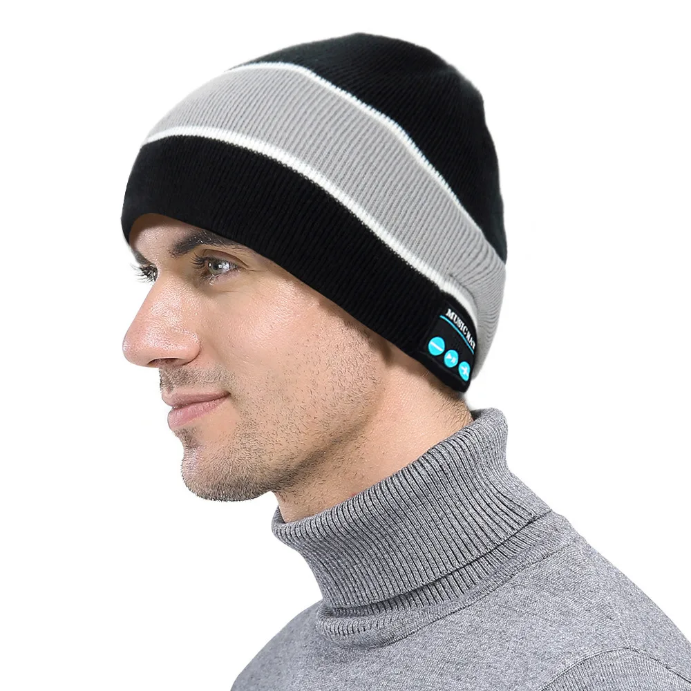 Новинка Зима 2019 Теплая Шапка бини с микрофоном и Bluetooth Беспроводная музыкальная