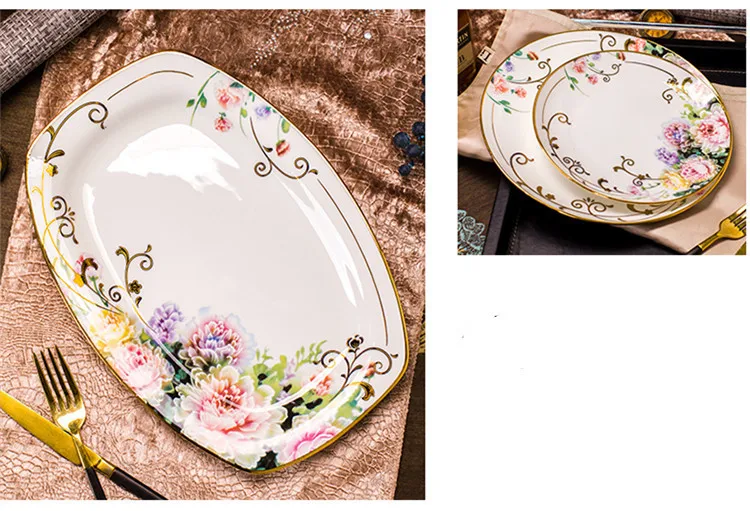 Bone china столовая Посуда Европейский набор керамических блюд бытовой новоселье свадебный подарок посуда