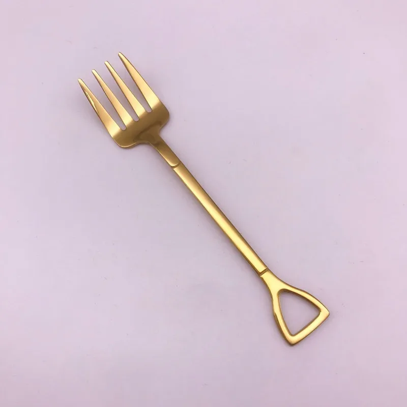 Gold Fork 304 нержавеющая сталь ложки для чая и кофе вилки столовые приборы уникальная мороженое вилка для фруктов и десертов ложки для чая и кофе маленького размера серебро золото - Цвет: Gold Fork