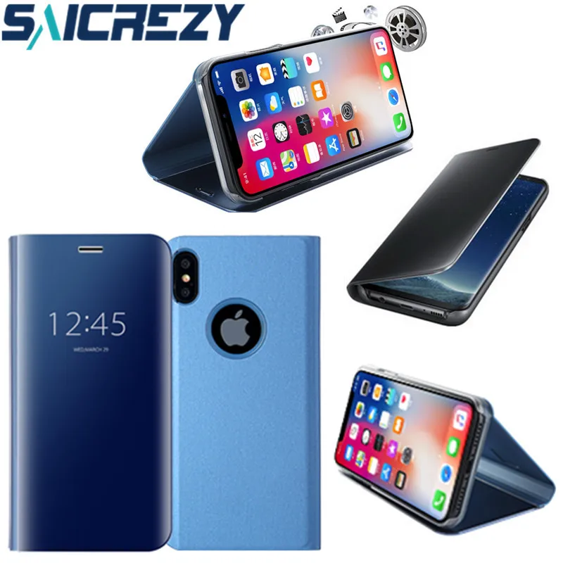 Для apple iphone X XR XS 11 Pro Max чехол зеркальный флип кожаный 3D вид бампер для 6 6s 7 8 plus|for