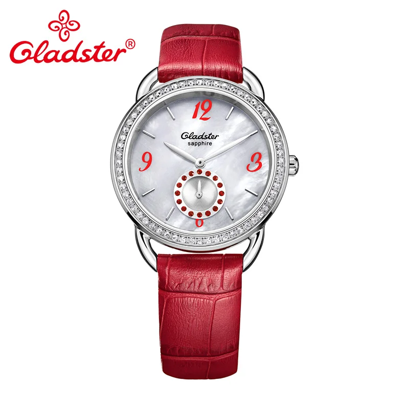 Gladster люксовый бренд Япония Miyota 1L45 модные красные женские наручные часы сапфировые хрустальные золотые женские кварцевые часы женские наручные часы - Цвет: GB060M92SRS
