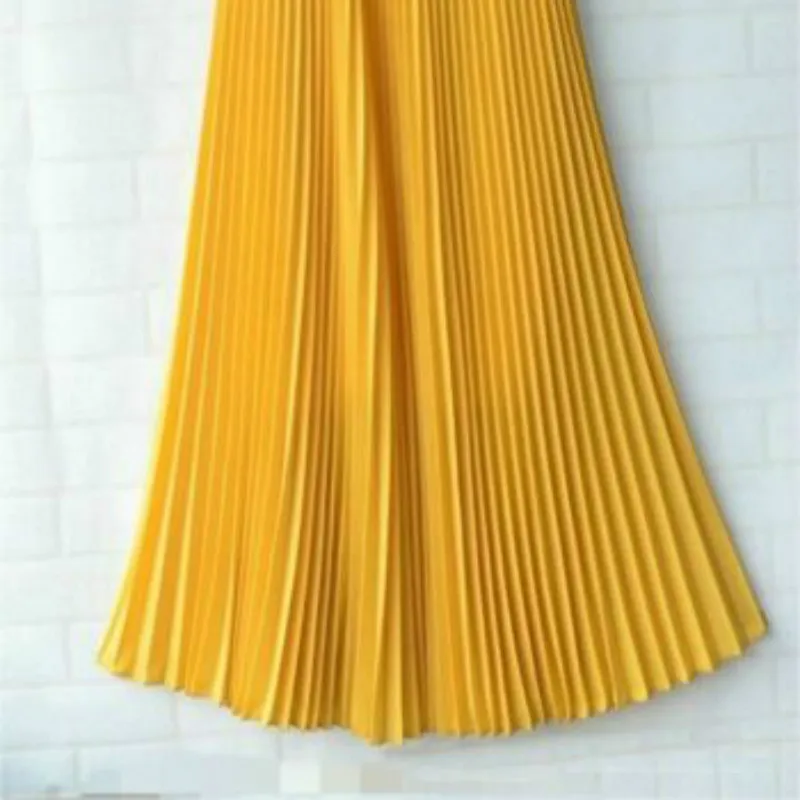 Женская шифоновая длинная юбка элегантная плиссированная макси с высокой талией