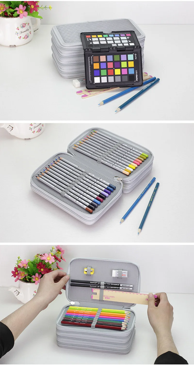 Cute Kawaii Penalties School Pencil Case 36/48/72 Holes Penal Pencilcase 3/4 Layers Multifunction Large Pen Box Stationery Pouch
