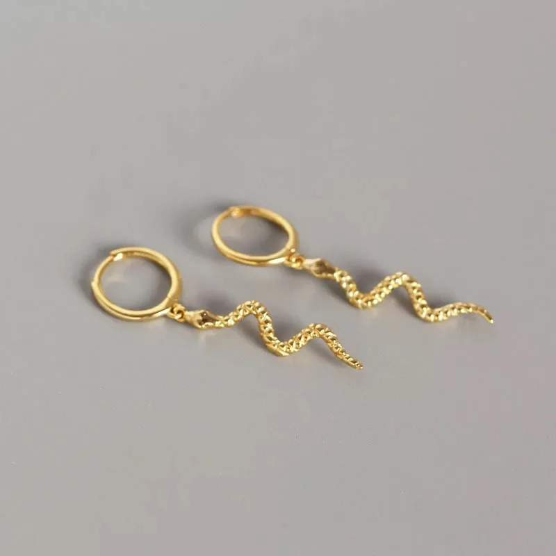 1 pair gold 9mm Серьги из стерлингового серебра 925 пробы, модные, персональные, змеиные, животные, кольцо для ушей, серьги-капли, трендовые, дикие, женские, серебряные, ювелирные изделия для ушей - Окраска металла: 1 pair gold 9mm