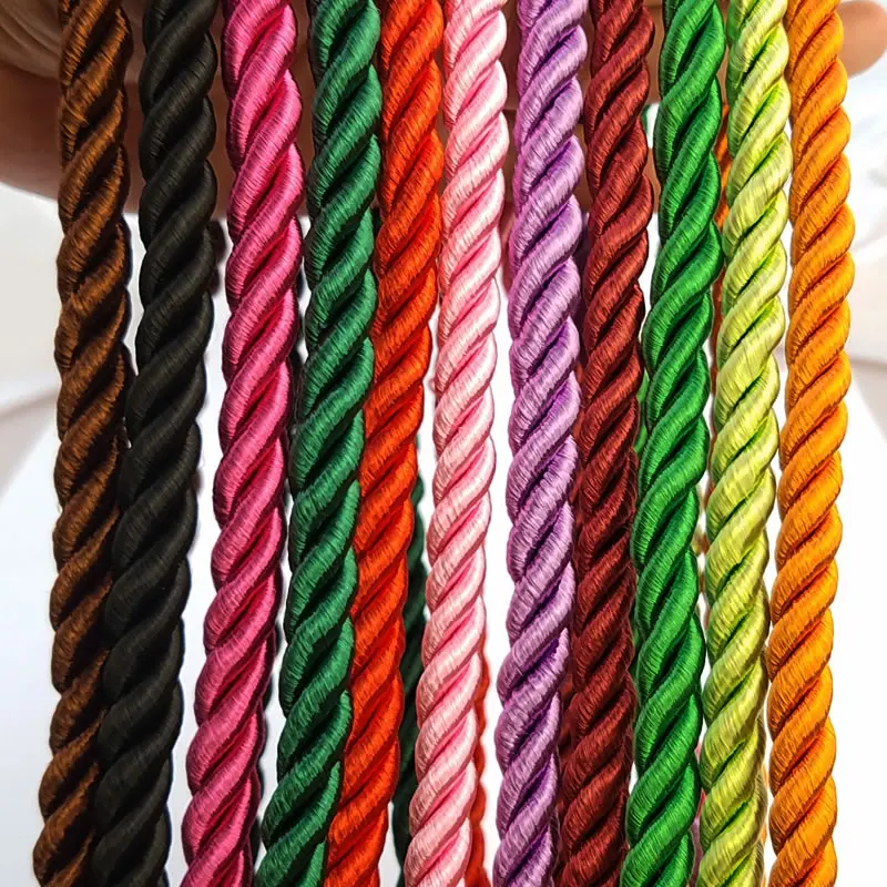 (31768)5 meters 8MM Satin Polyester Cords Three strands of Rope Silk thread Diy Jewelry Findings Accessories wholesale | Украшения и