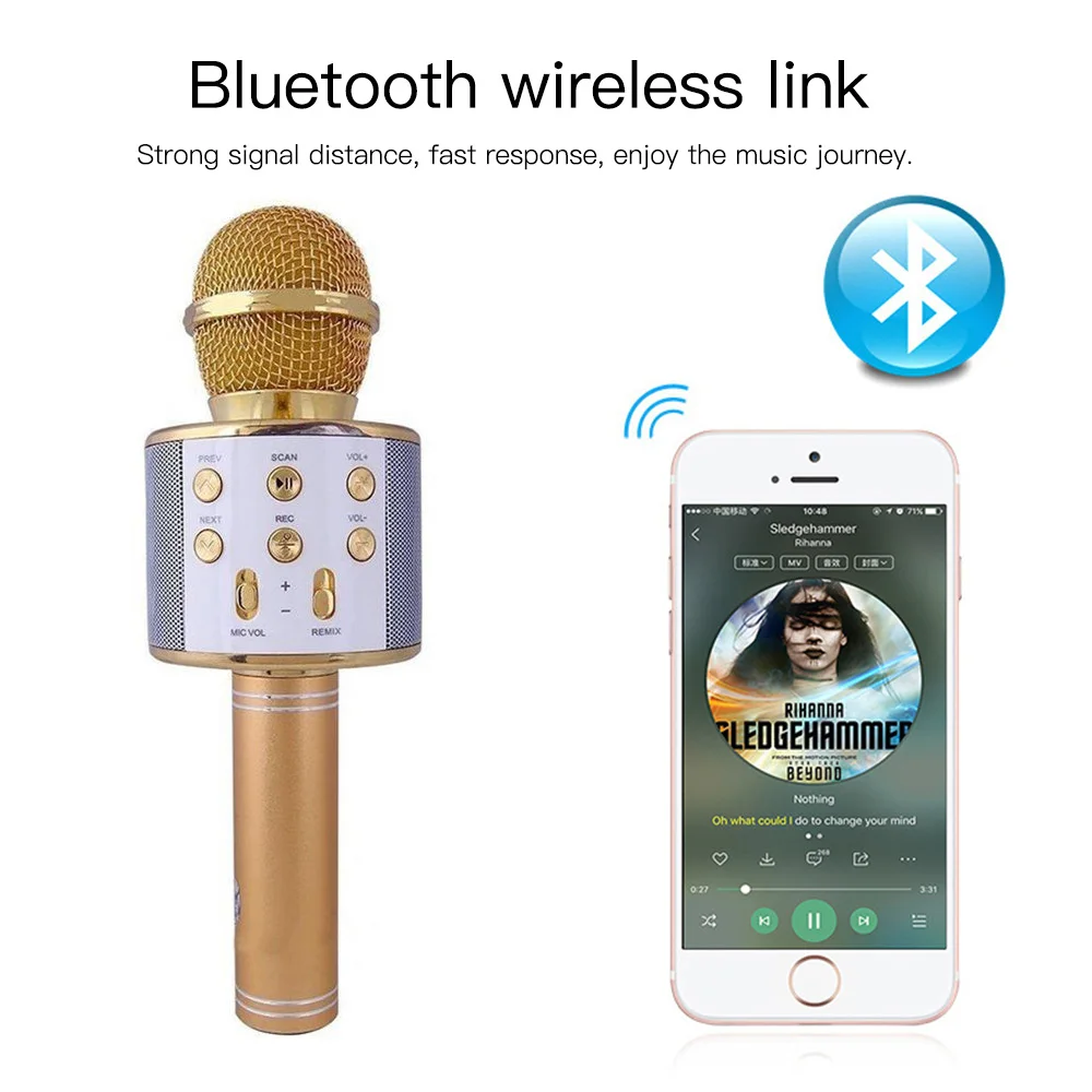 Беспроводной Bluetooth-микрофон capsaver WS858 караоке-динамик профессиональная
