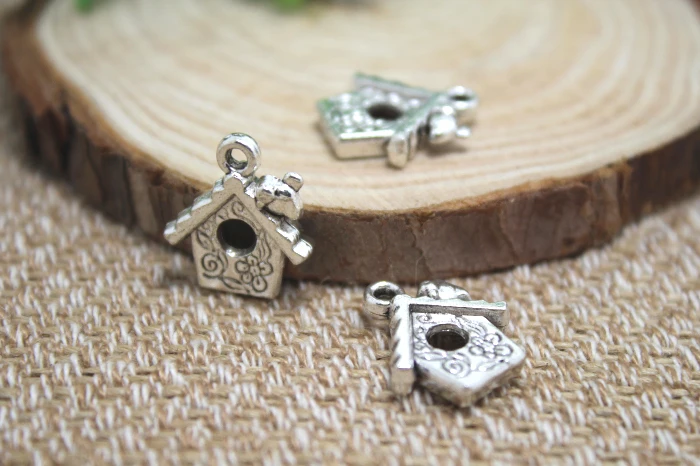 

15pcs Bird House Charms Birdcage Pendants Antiqued Silver Tone 14 x 20 mm