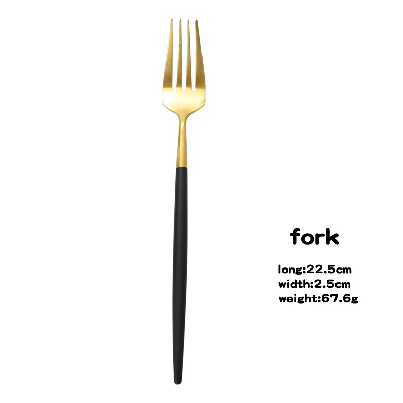 black and gold fork Столового серебра западные столовые приборы, 18/10 Нержавеющая сталь вилка Посуда, Ножи вилка ложка, чайная ложка, столовые приборы, можно мыть в посудомоечной машине - Цвет: black and gold fork