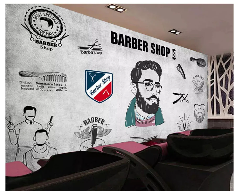 Beibehang Classic Fashion Silky Wall Paper European Personality American Industrial Wind Cement Barber Shop Background Wallpaper Buy At The Price Of 7 80 In Aliexpress Com Imall Com