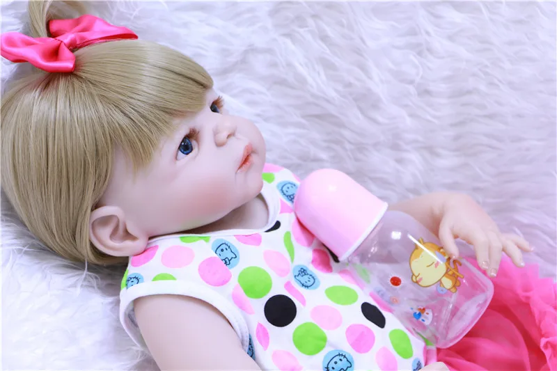 NPKCOLLECTION 55cm Full Silicone Reborn Girl Baby Doll Toys Realistic Newborn Princess Babies Lovely Birthday Gift bonecas | Игрушки и