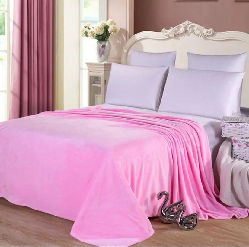 

Pure color throw blanket for bed super warm soft baby bed sheet Coral Fleece blanket bedding adult blankets for beds 150x200 cm