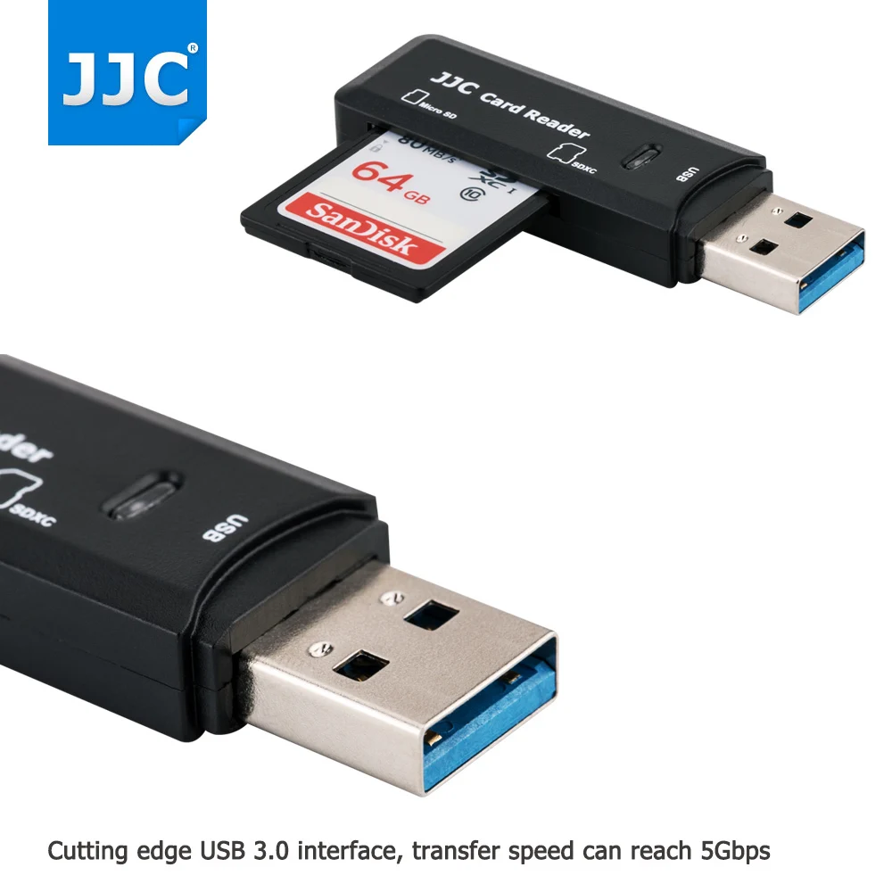 JJC адаптер для чтения карт памяти камеры 5 Гбит/с USB 3 0 SD/Micro SD/TF/SDHC/SDXC Для