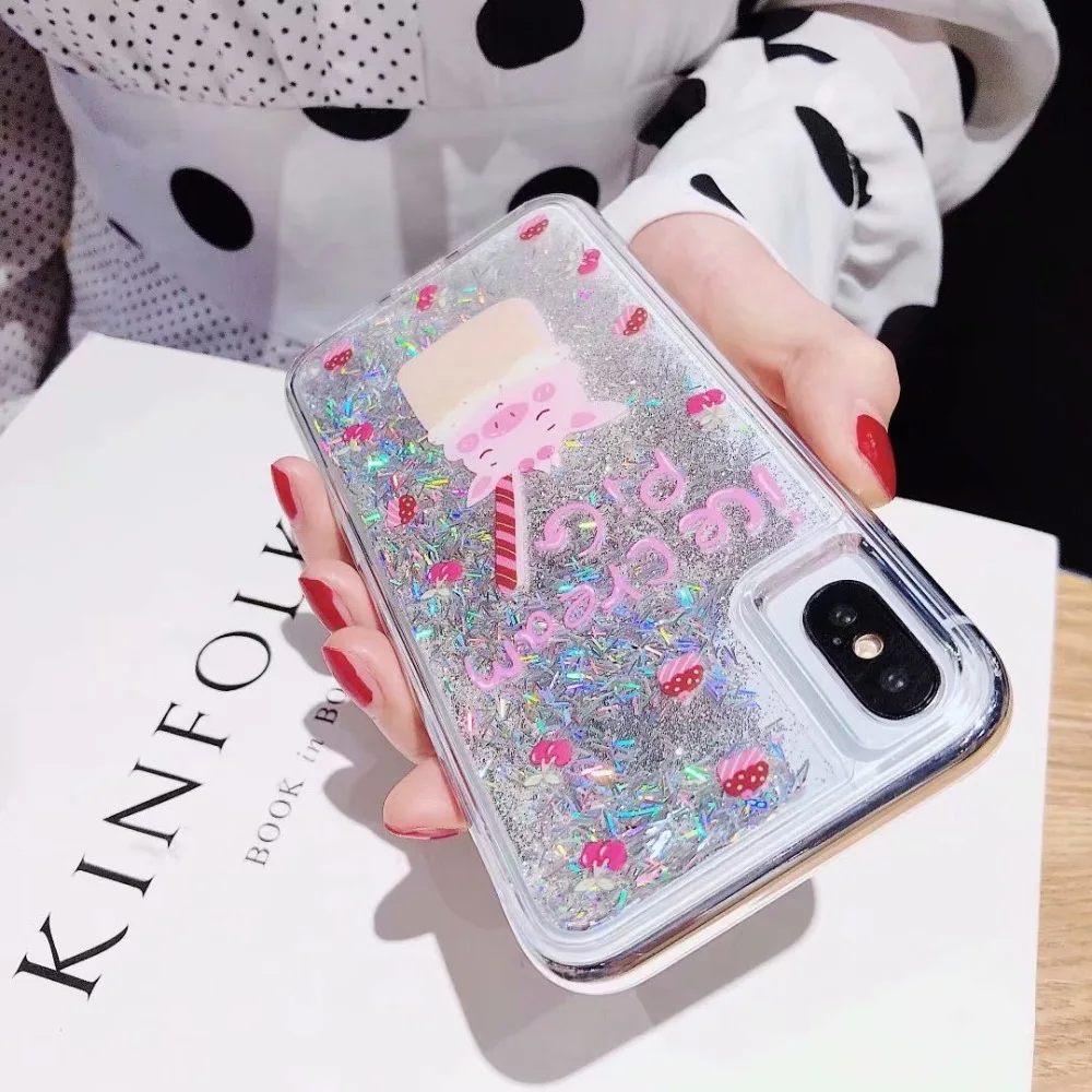 3D милый мороженое блеск чехол для телефона iPhone X XR XS Max противоударный силиконовый