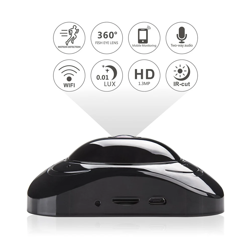 

Fisheye IP Camera Infrared 360 Degree Panoramic Wireless HD Night Vision Wide Angle for Baby Pet Elderly Monitoring