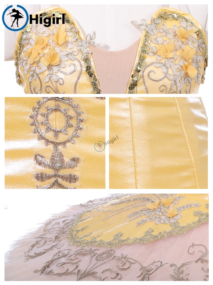 Профессиональный костюм пачка для взрослых BT9233 Gold Yelllow Спящая красивая балерина