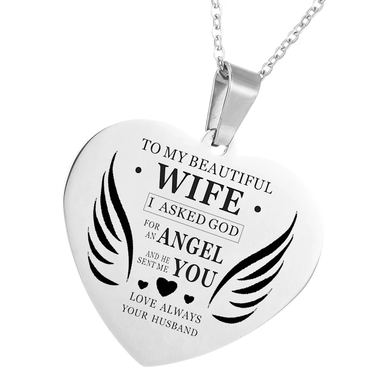 Ожерелья и подвески из нержавеющей стали с сердцем крыльями для женщин ожерелье