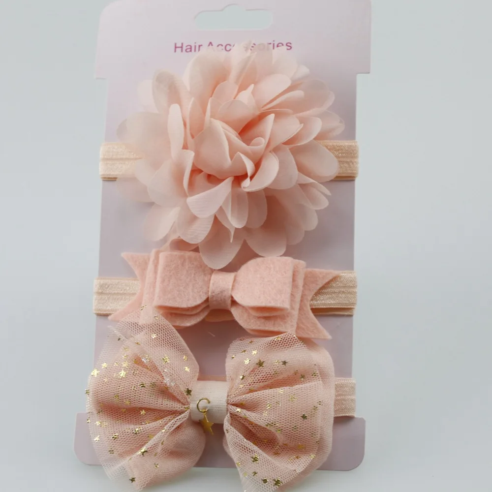 3Pcs Baby Elastic flower headband Headbands Girls Bebe Bowknot Hairband Toddler Infants Hair accessories set photography props