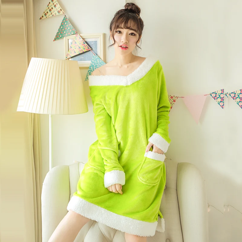 Для женщин зимние модные милые фланелевые пижамы длинный кардиган из бархата